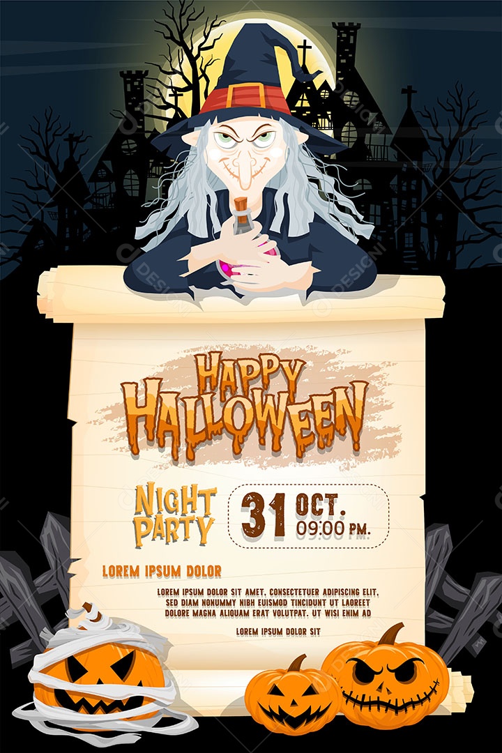 Feliz dia das bruxas doces ou travessuras Cartaz para convite