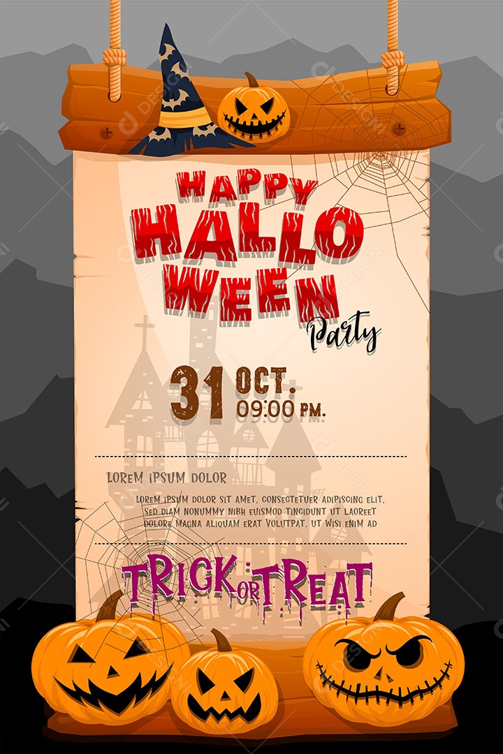 Cartão convide de Feliz Halloween dia das bruxas vetor EPS