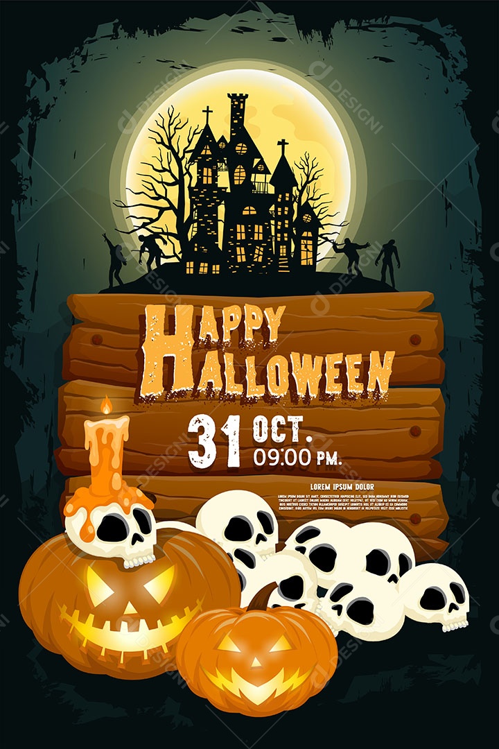 Cartão convide de Feliz Halloween dia das bruxas vetor EPS