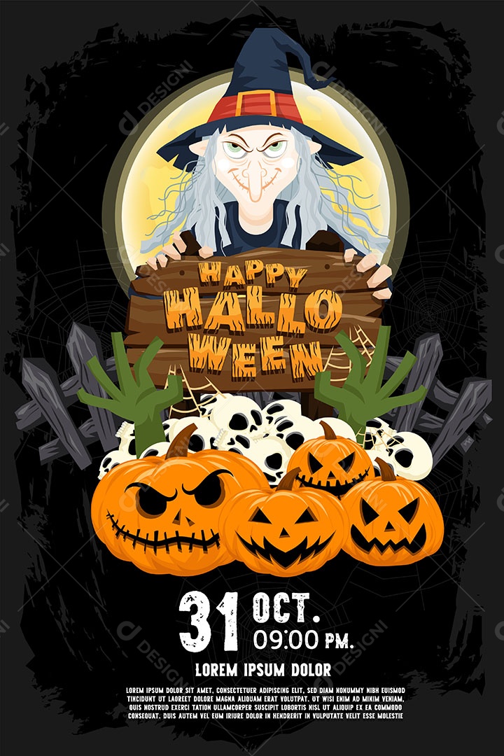 Cartão convide de halloween dia das bruxas vetor EPS