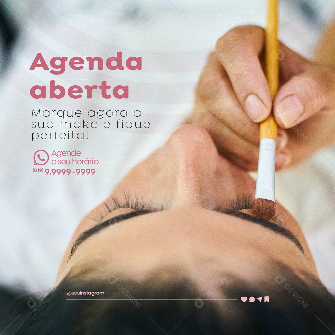 Agenda Aberta Maquiagem Make Up Social Media PSD Editável