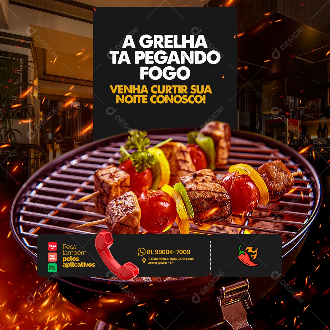 Churrascaria Restaurante Espeto Social Media PSD Editável