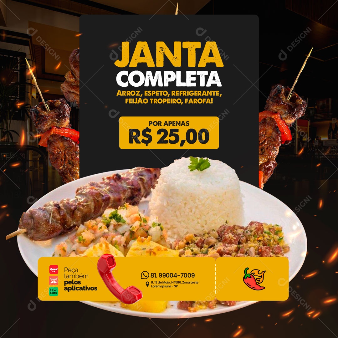 Janta Completa Restaurante Churrascaria Social Media PSD Editável