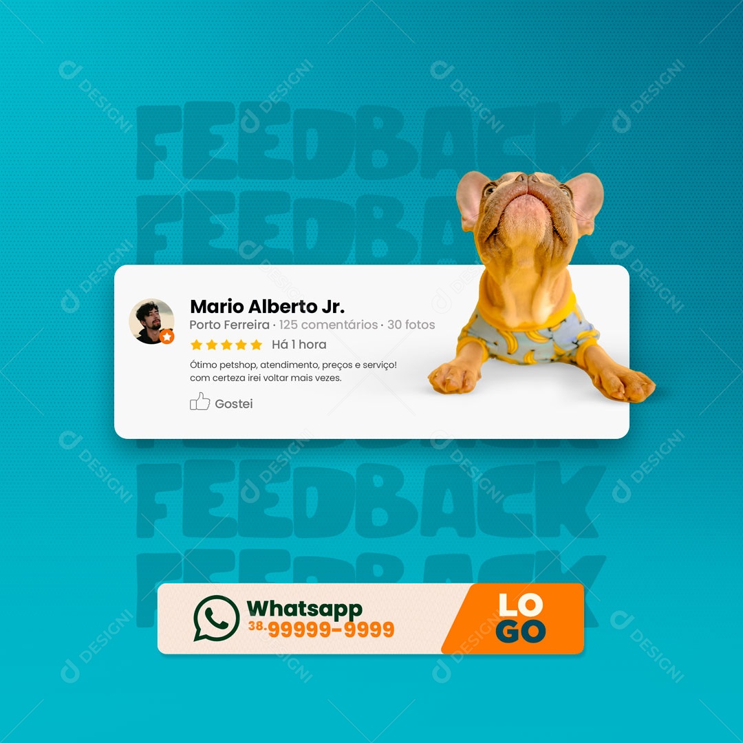 Social Media Feedback Pet Shop Grooming PSD Editable