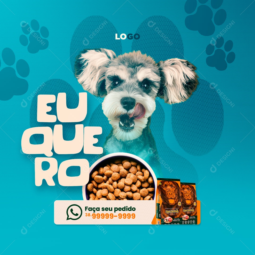 Pet Shop Delivery Ração em Promoção Social Media PSD Editável