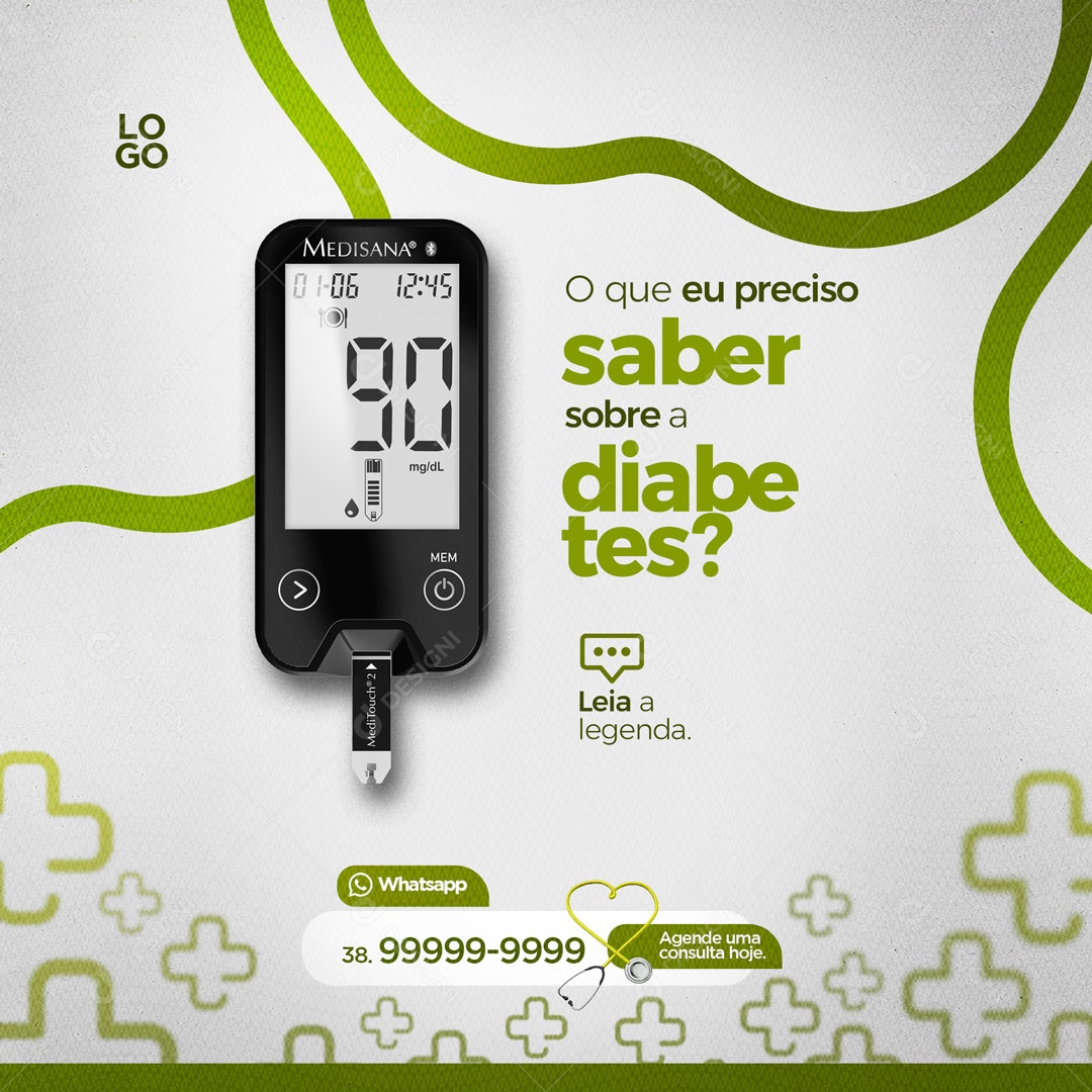 O que eu preciso saber sobre a Diabetes? Clínica Médica Social Media PSD Editável