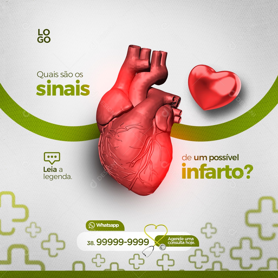Quais os Sinais de um Possível Infarto? Clínica Médica Social Media PSD Editável