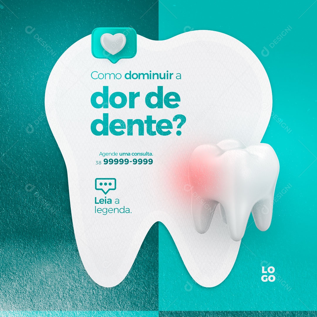 Como Diminuir a Dor de Dente? Consultório e Clínica Odontológica Social Media PSD Editável
