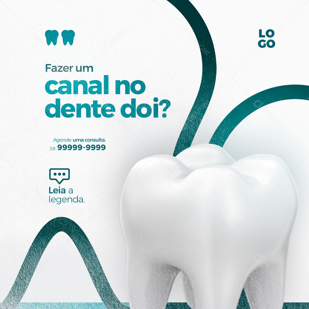 Fazer um Canal no Dente Dói? Consultório Odontológicos Dentista Social Media PSD Editável