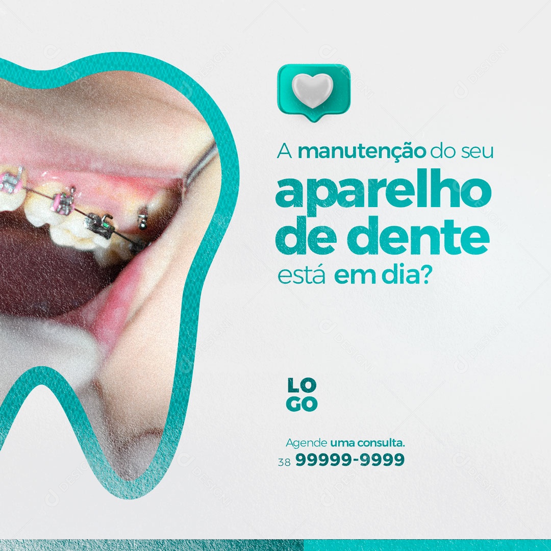Consultório Odontológicos Manutenção do seu Aparelho de Dente Destista Social Media PSD Editável
