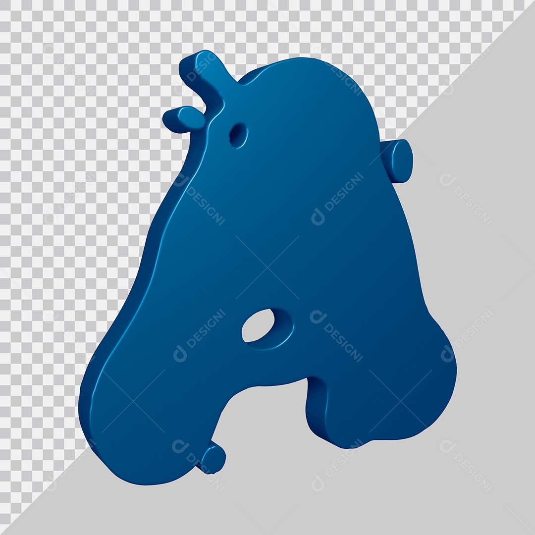 Elemento 3D Para Composição Letra A Azul PSD