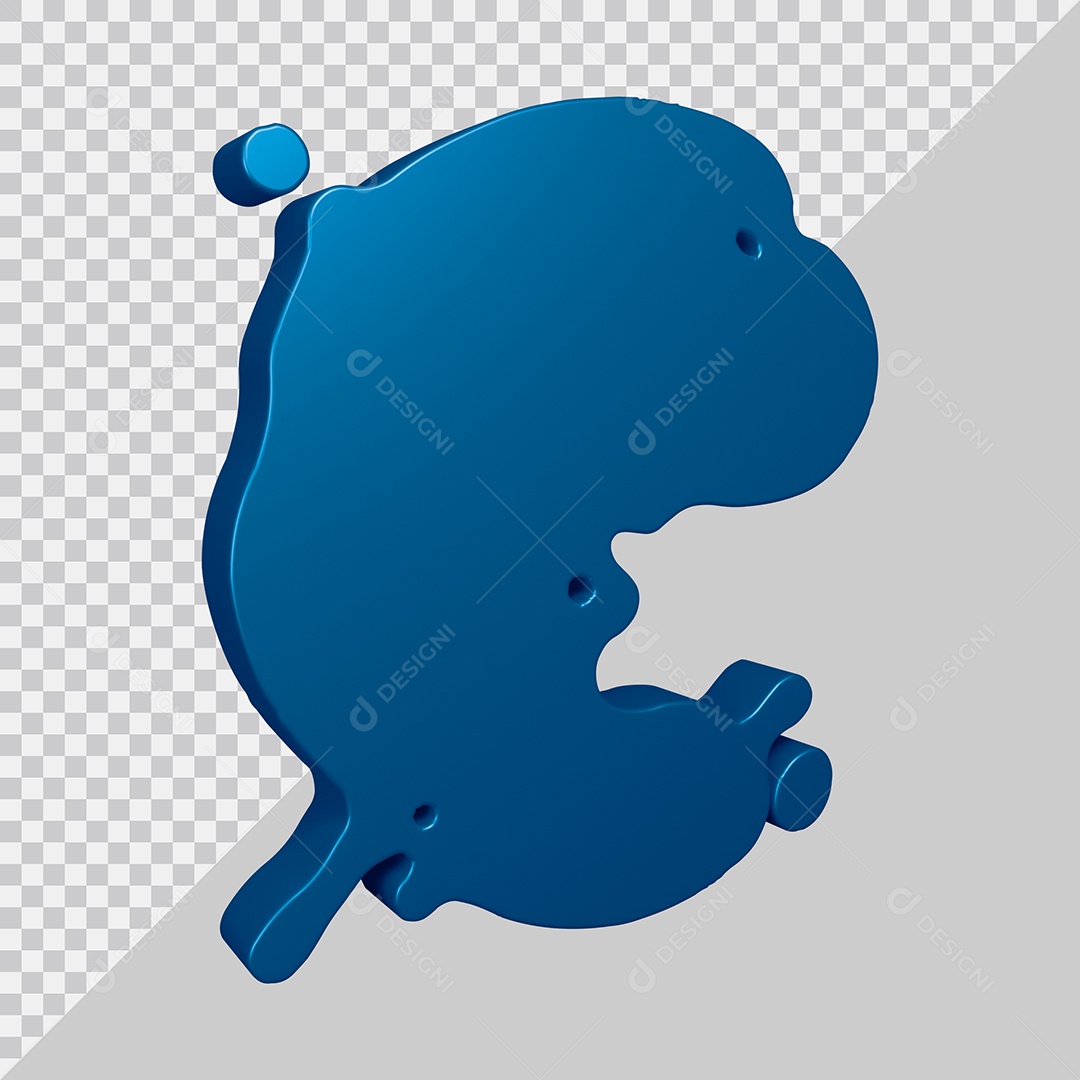 Elemento 3D Para Composição Letra C Azul PSD