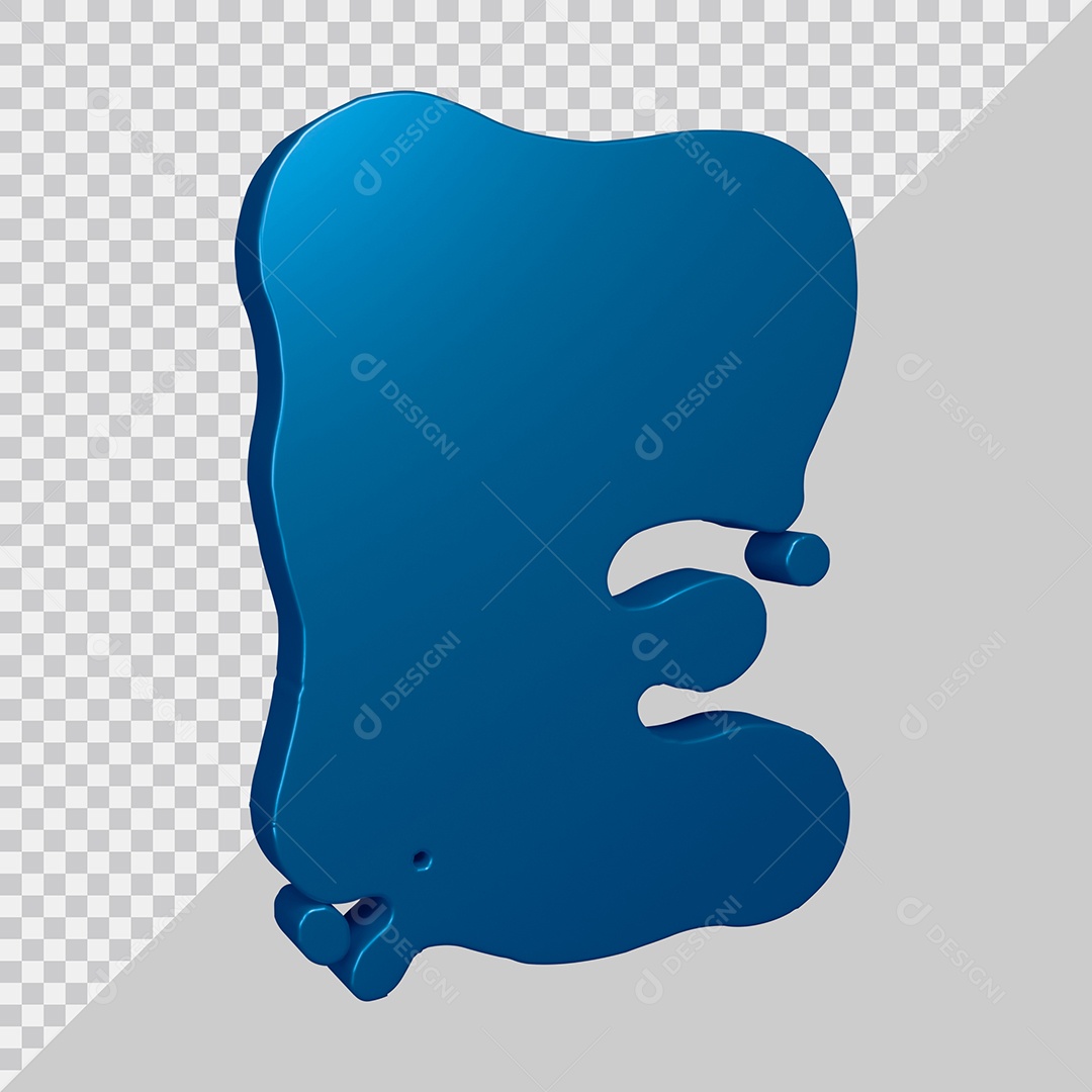 Elemento 3D Para Composição Letra E Azul PSD