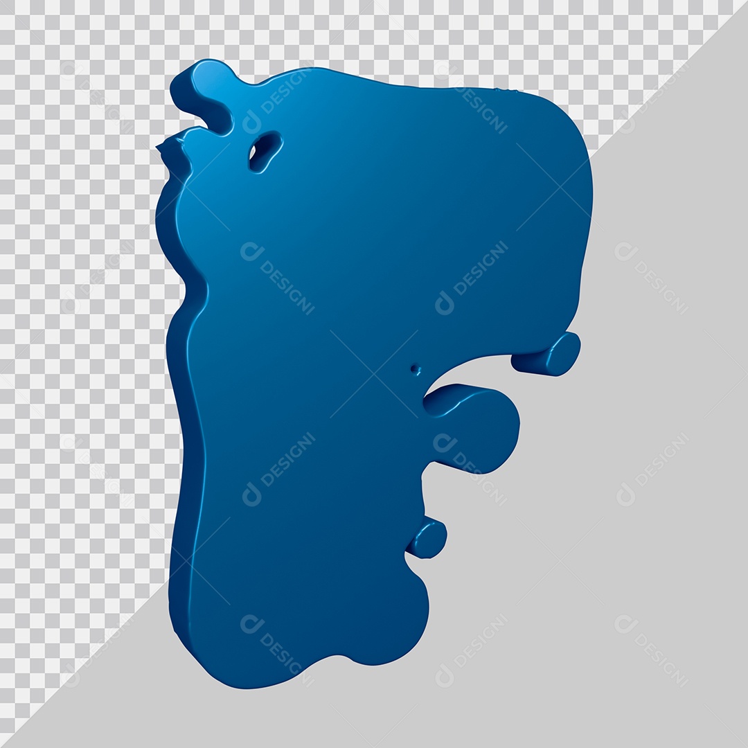 Elemento 3D Para Composição Letra F Azul PSD