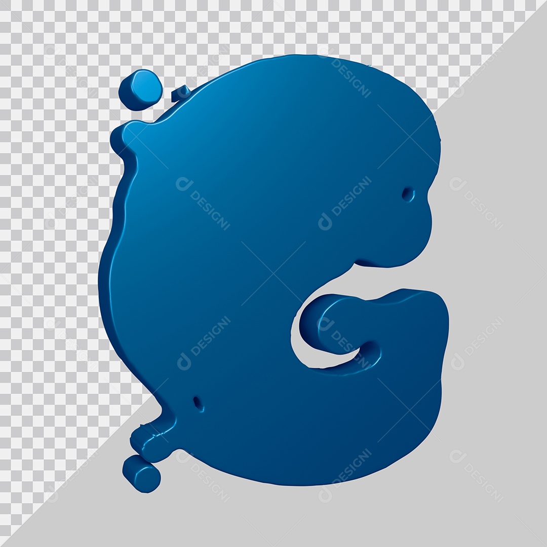 Elemento 3D Para Composição Letra G Azul PSD