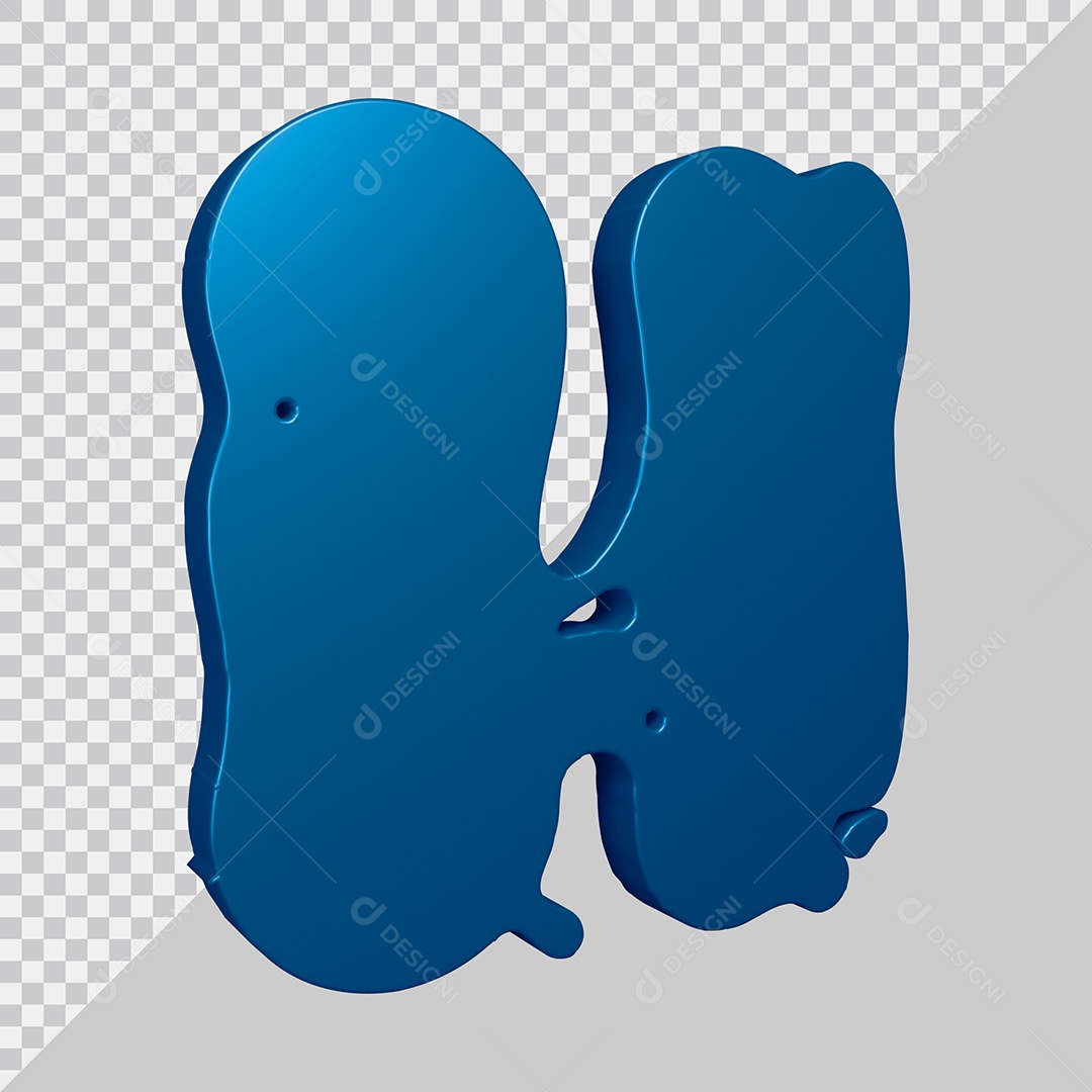Elemento 3D Para Composição Letra H Azul PSD