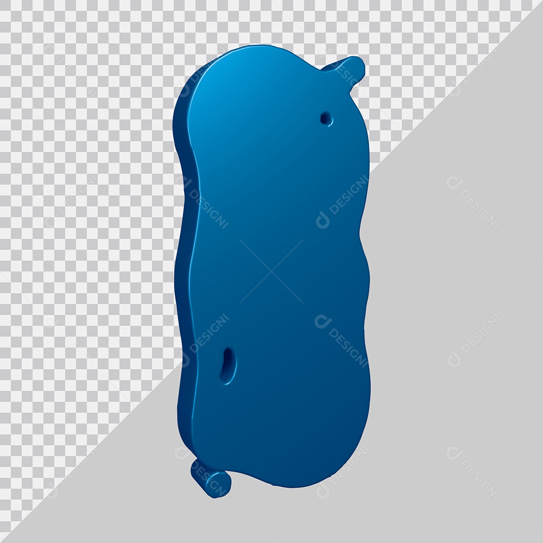 Elemento 3D Para Composição Letra I Azul PSD