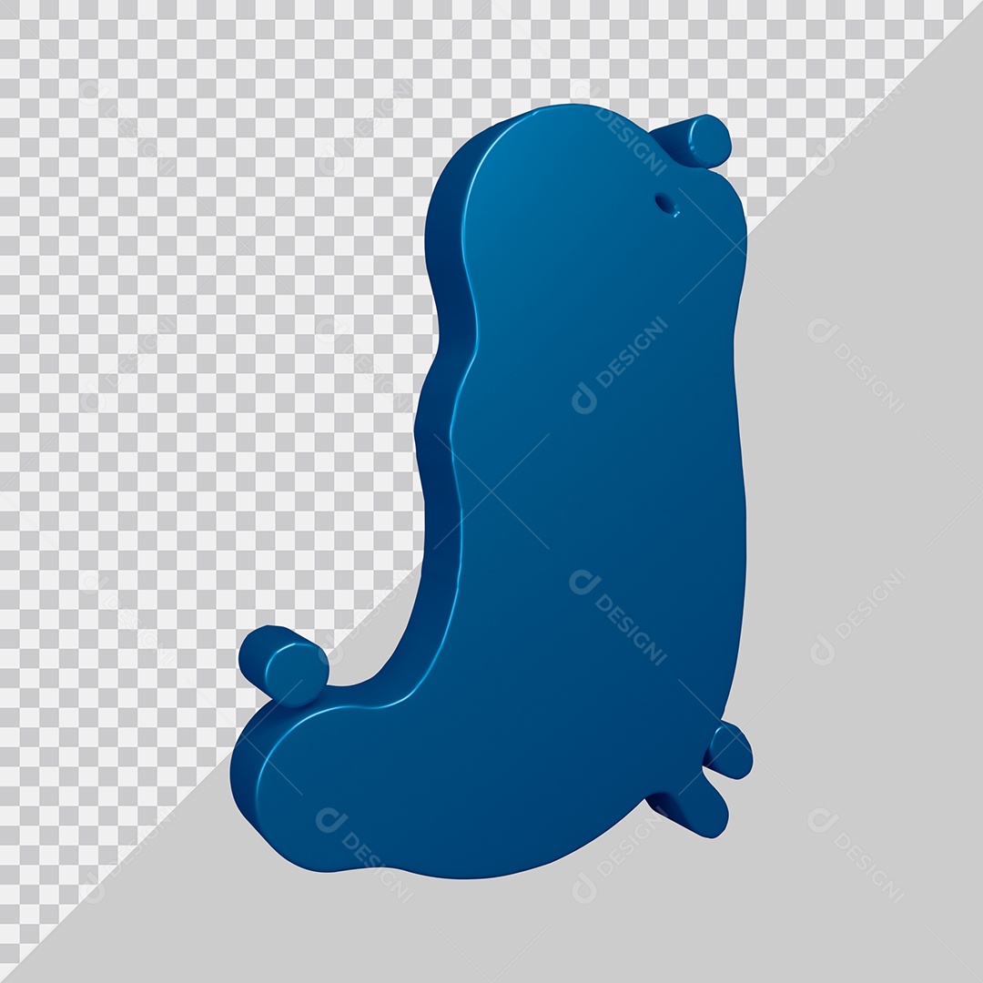 Elemento 3D Para Composição Letra J Azul PSD