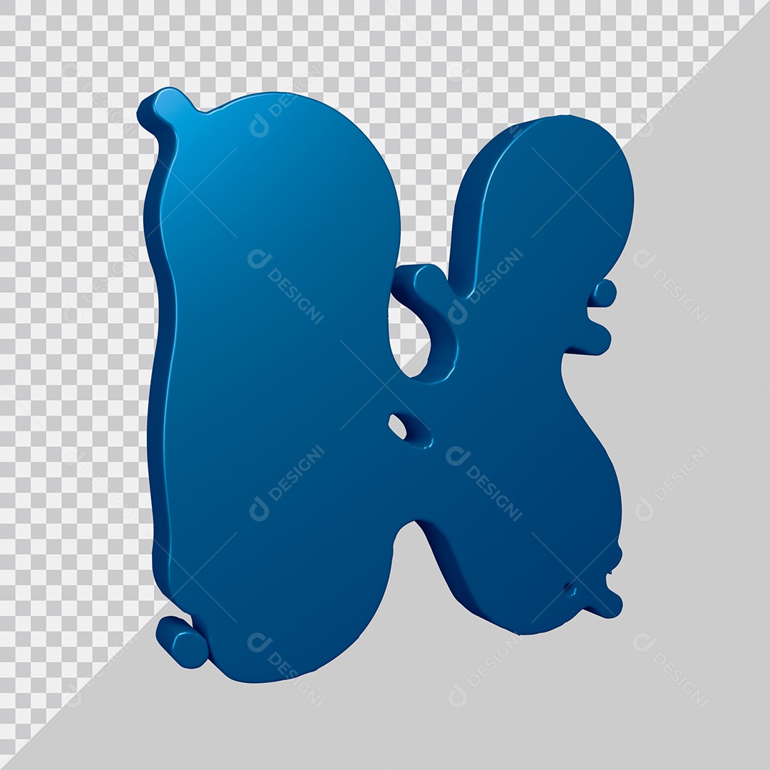 Elemento 3D Para Composição Letra K Azul PSD