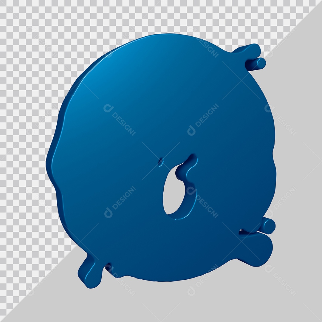 Elemento 3D Para Composição Letra Q Azul PSD