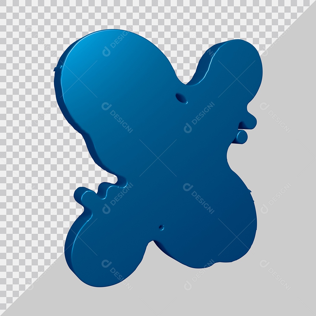 Elemento 3D Para Composição Letra X Azul