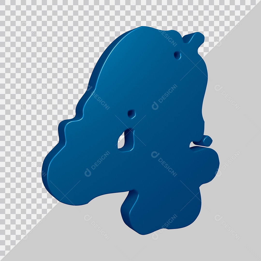 Elemento 3D Para Composição Número 4 Azul PSD