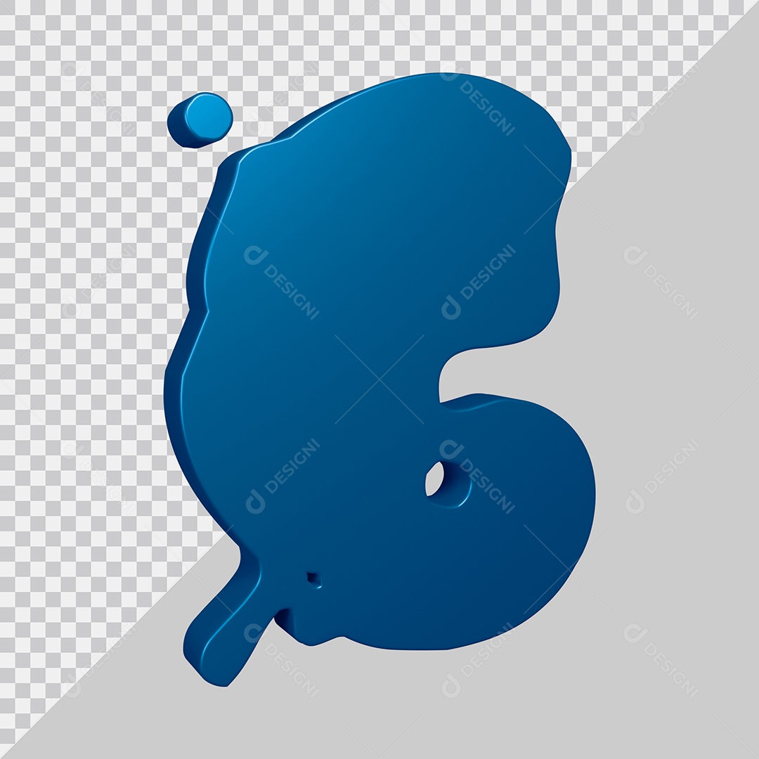 Elemento 3D Para Composição Número 6 Azul PSD