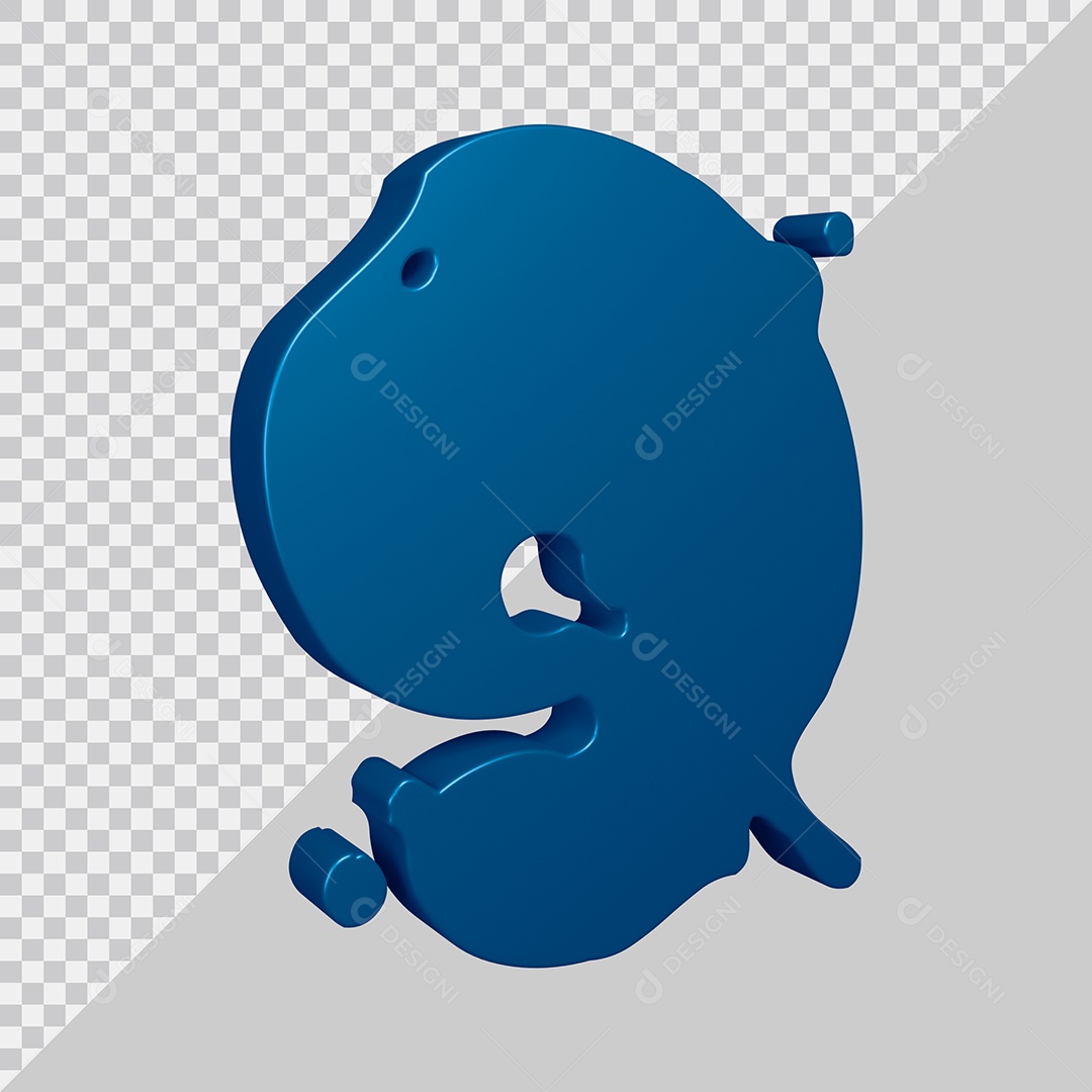 Elemento 3D Para Composição Número 9 Azul PSD