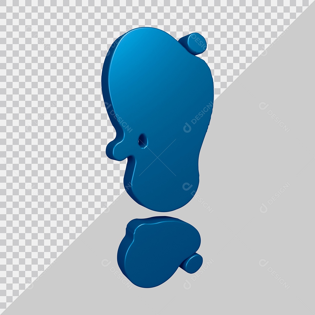 Elemento 3D Para Composição Símbolo de Ponto de Exclamação Azul PSD