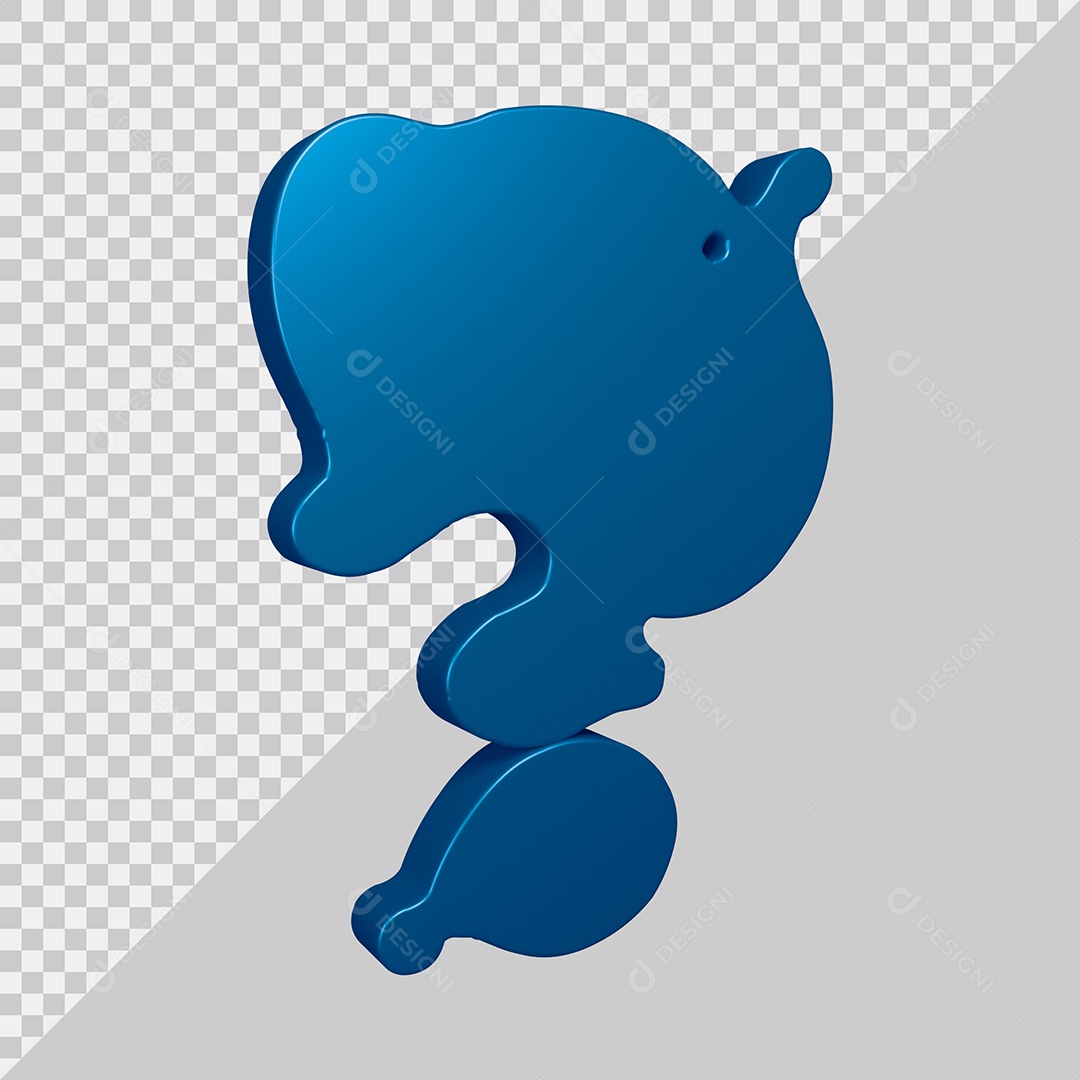 Elemento 3D Para Composição Símbolo de ponto de interrogação Azul PSD