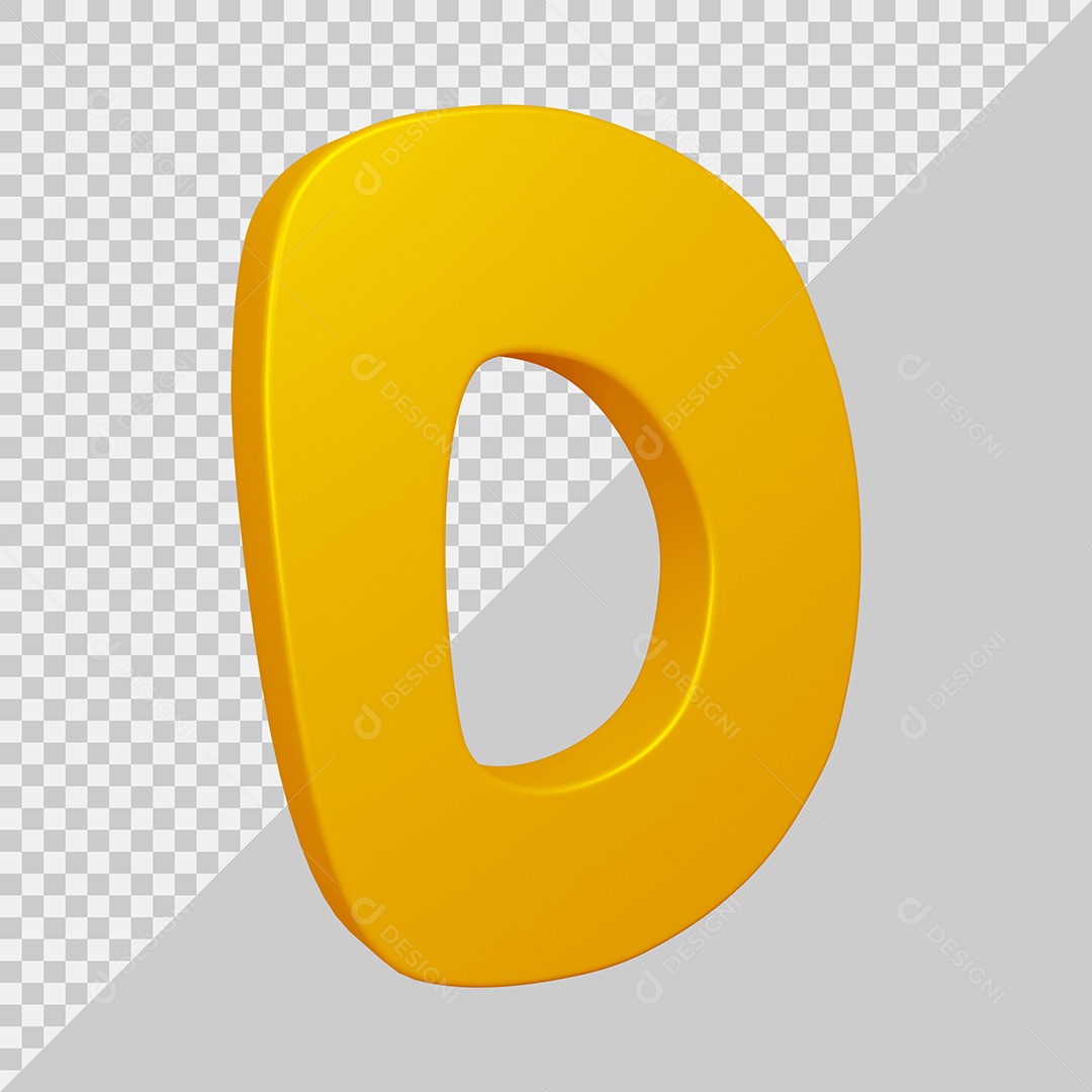Elemento 3D Para Composição Letra D Dourado PSD