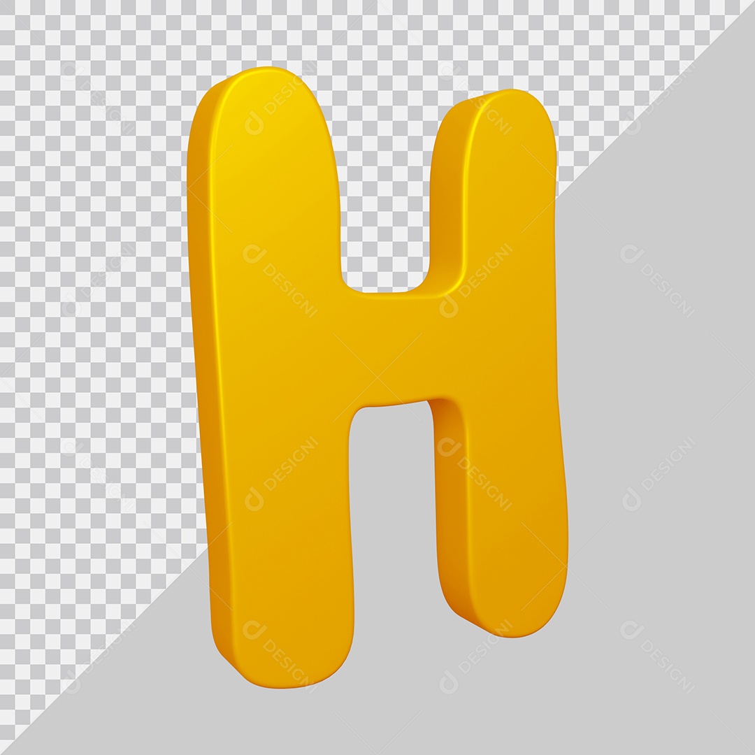 Elemento 3D Para Composição Letra H Dourado PSD