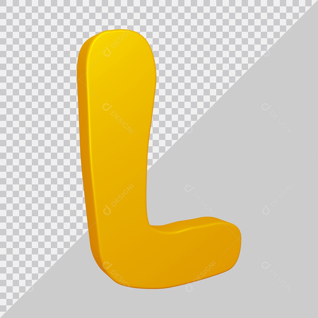 Elemento 3D Para Composição Letra L Dourado PSD