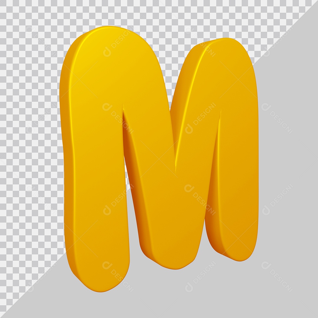 Elemento 3D Para Composição Letra M Dourado PSD