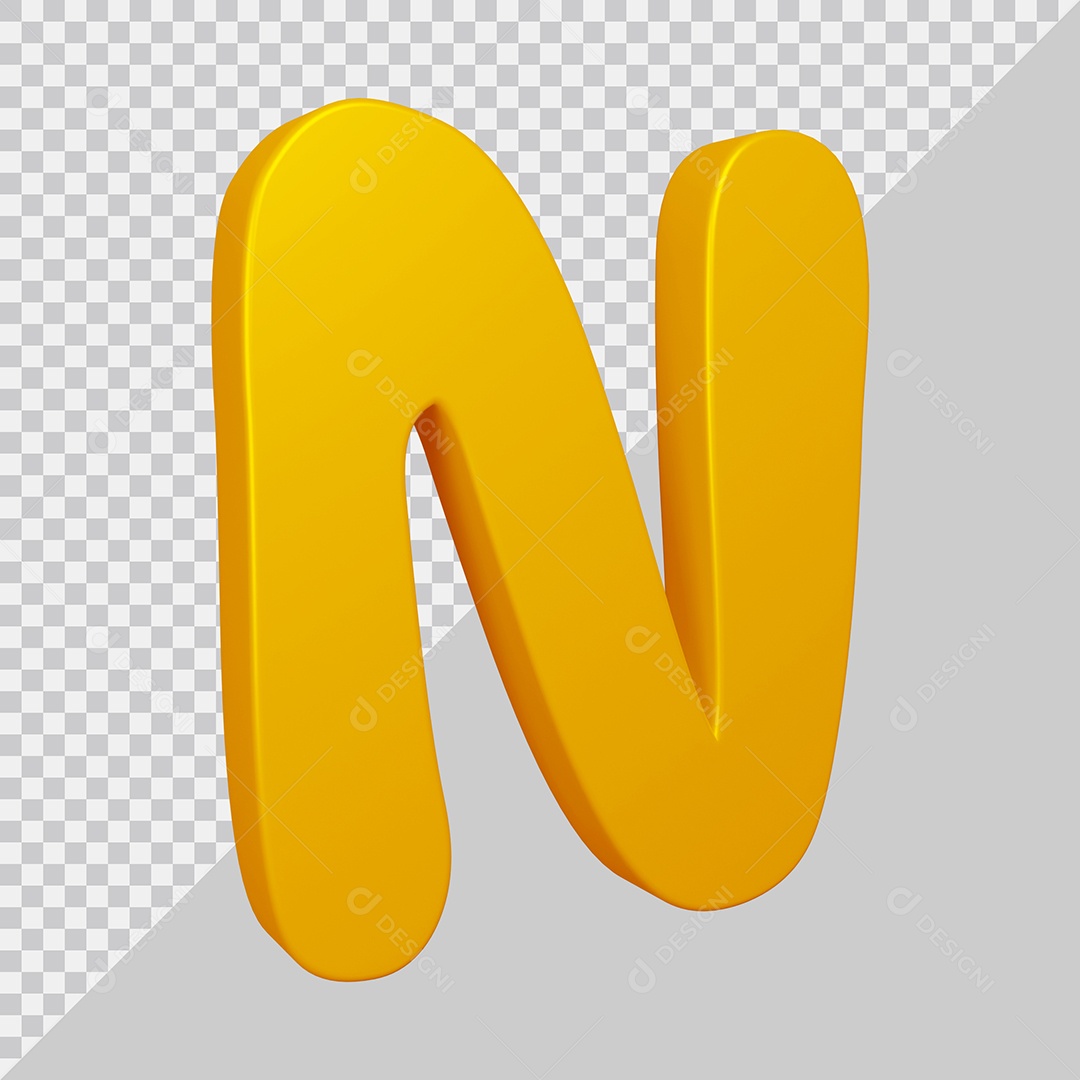 3D Element For Composition Letter N Golden PSD