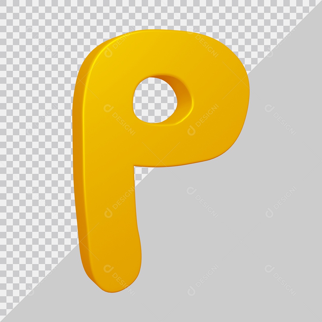 Elemento 3D Para Composição Letra P Dourado PSD