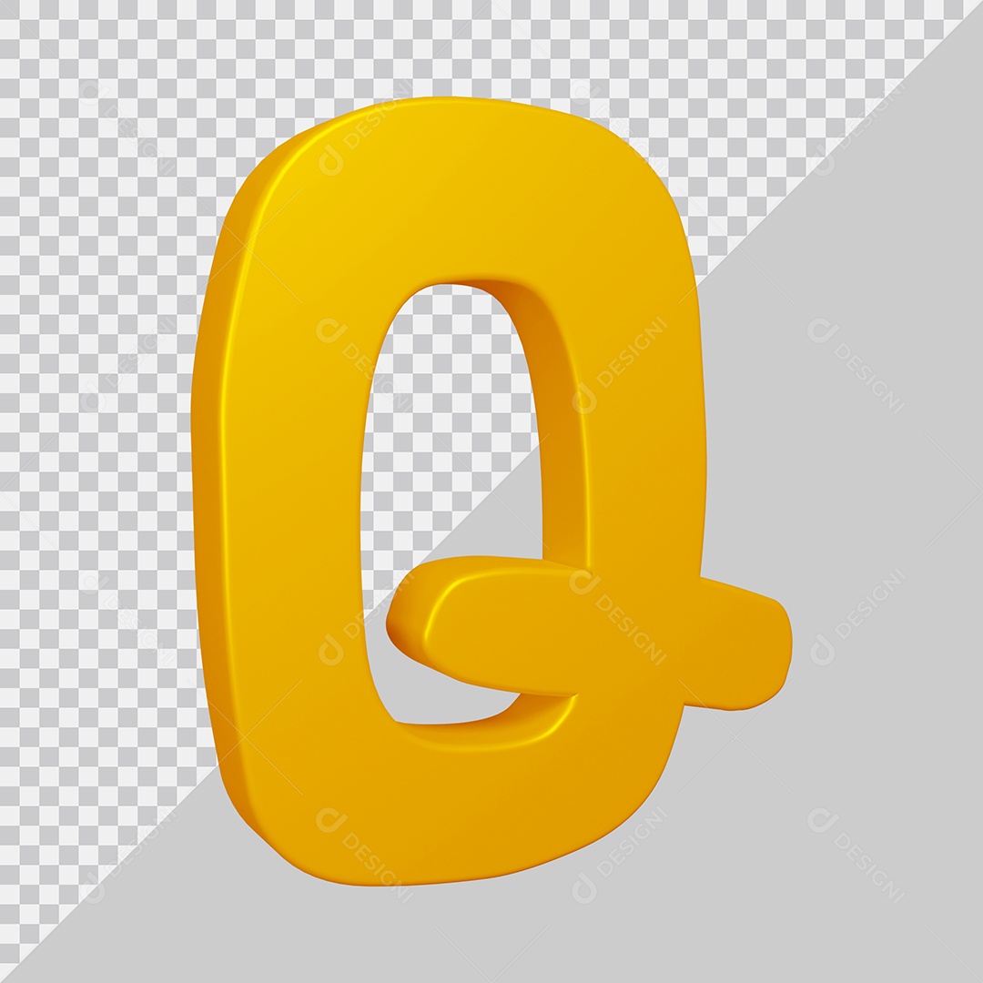 Elemento 3D Para Composição Letra Q Dourado PSD