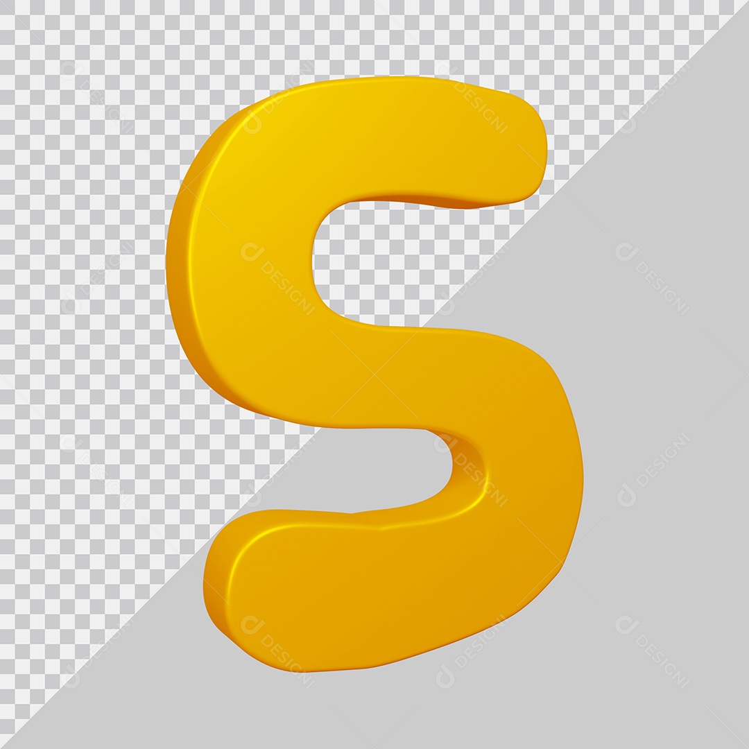 Elemento 3D Para Composição Letra S Dourado PSD