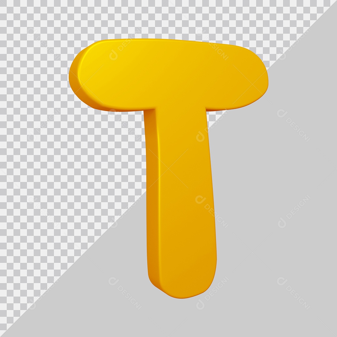Elemento 3D Para Composição Letra T Dourado PSD
