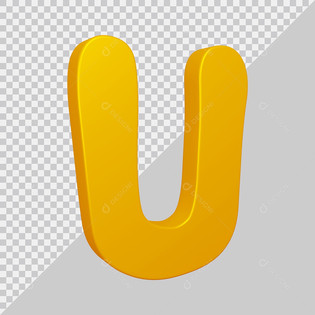 Elemento 3D Para Composição Letra U Dourado PSD
