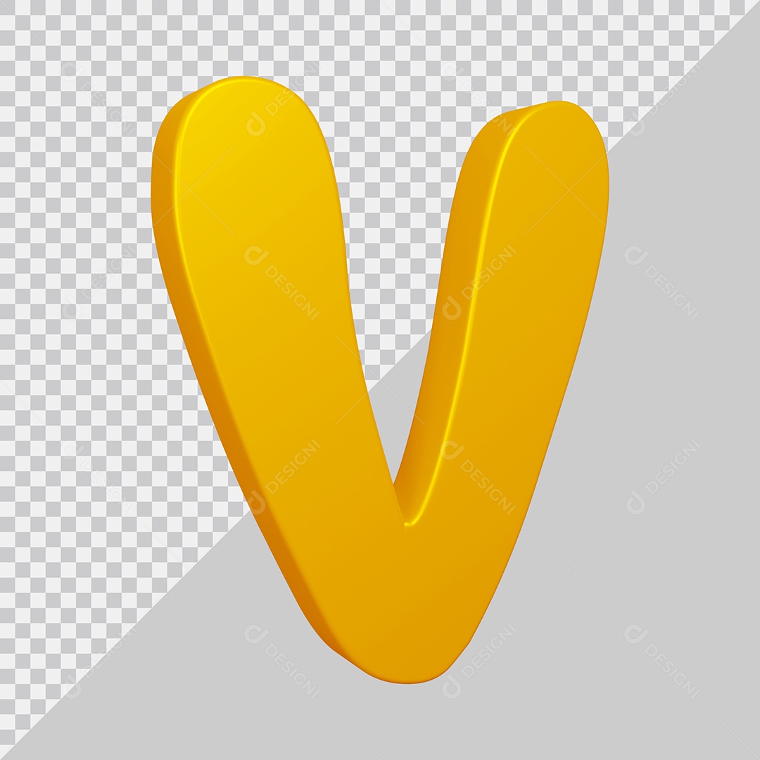 Elemento 3D Para Composição Letra V Dourado PSD