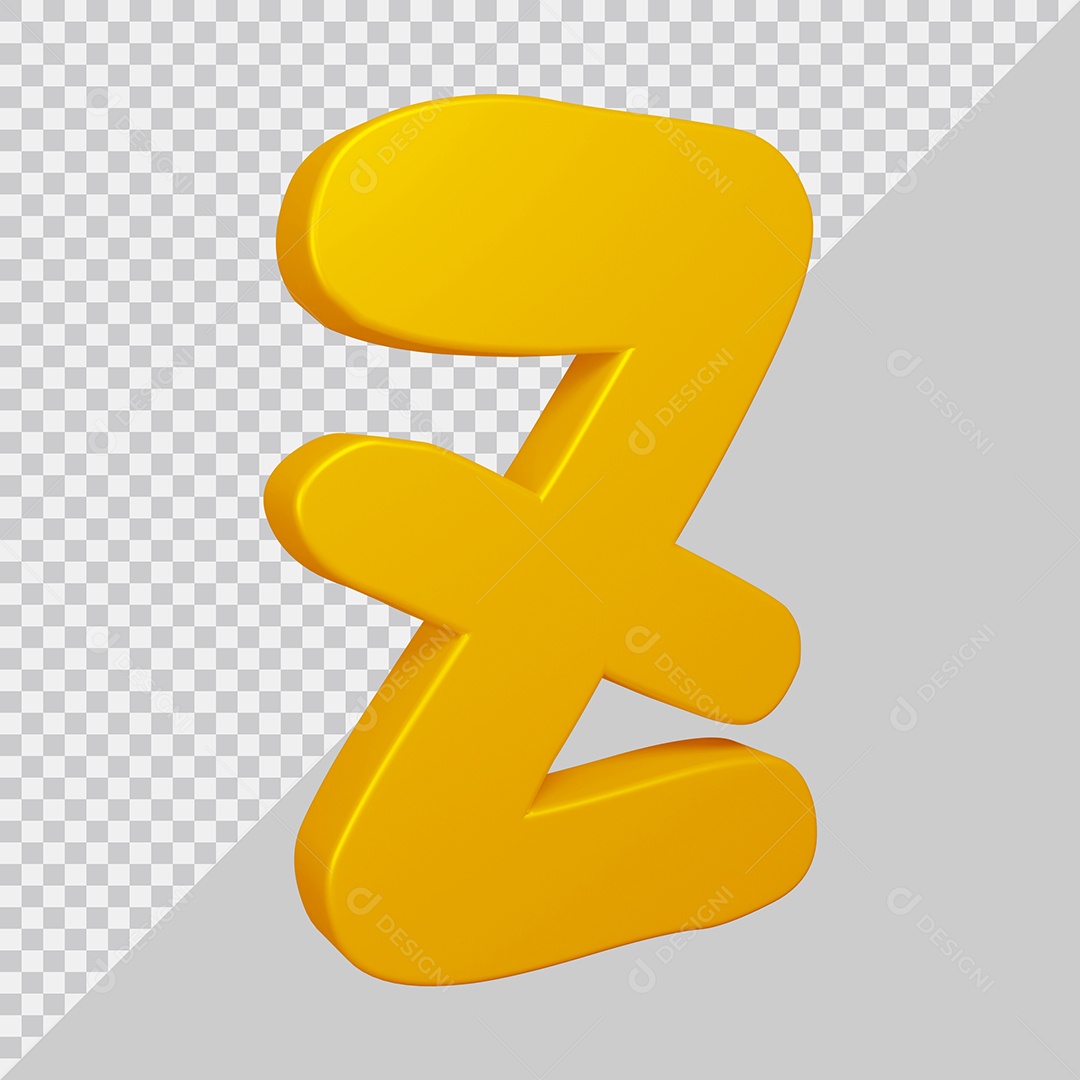 Elemento 3D Para Composição Letra Z Dourado PSD
