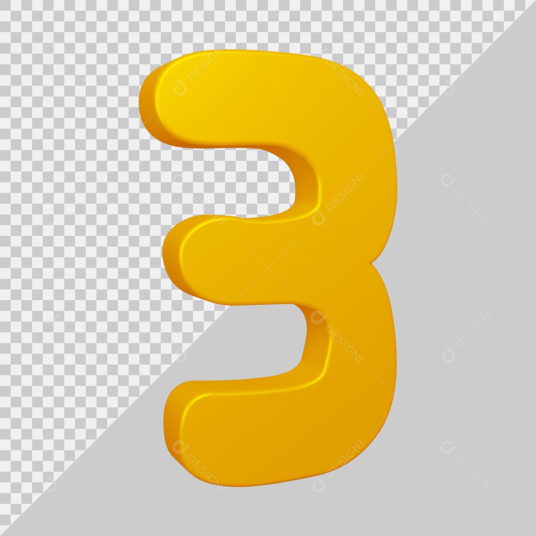 Elemento 3D Para Composição Número 3 Dourado PSD