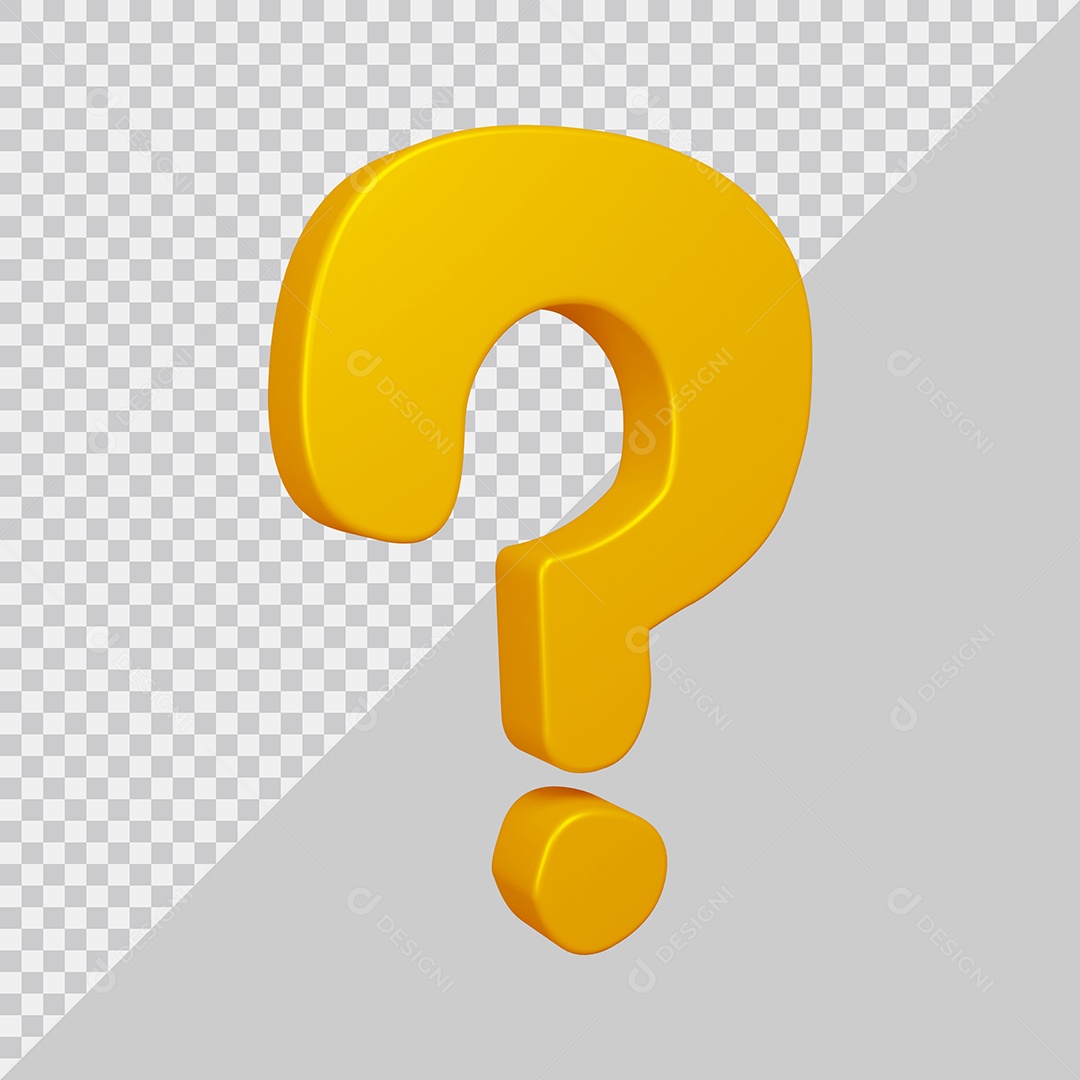 Elemento 3D Para Composição Símbolo de ponto de interrogação Dourado PSD