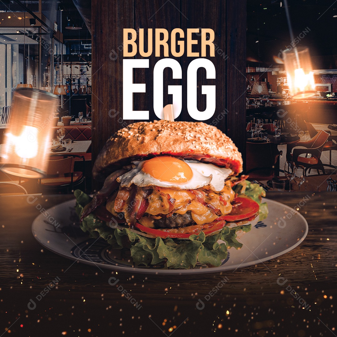 Social Media Hambúrgueria Burger EGG PSD Editável