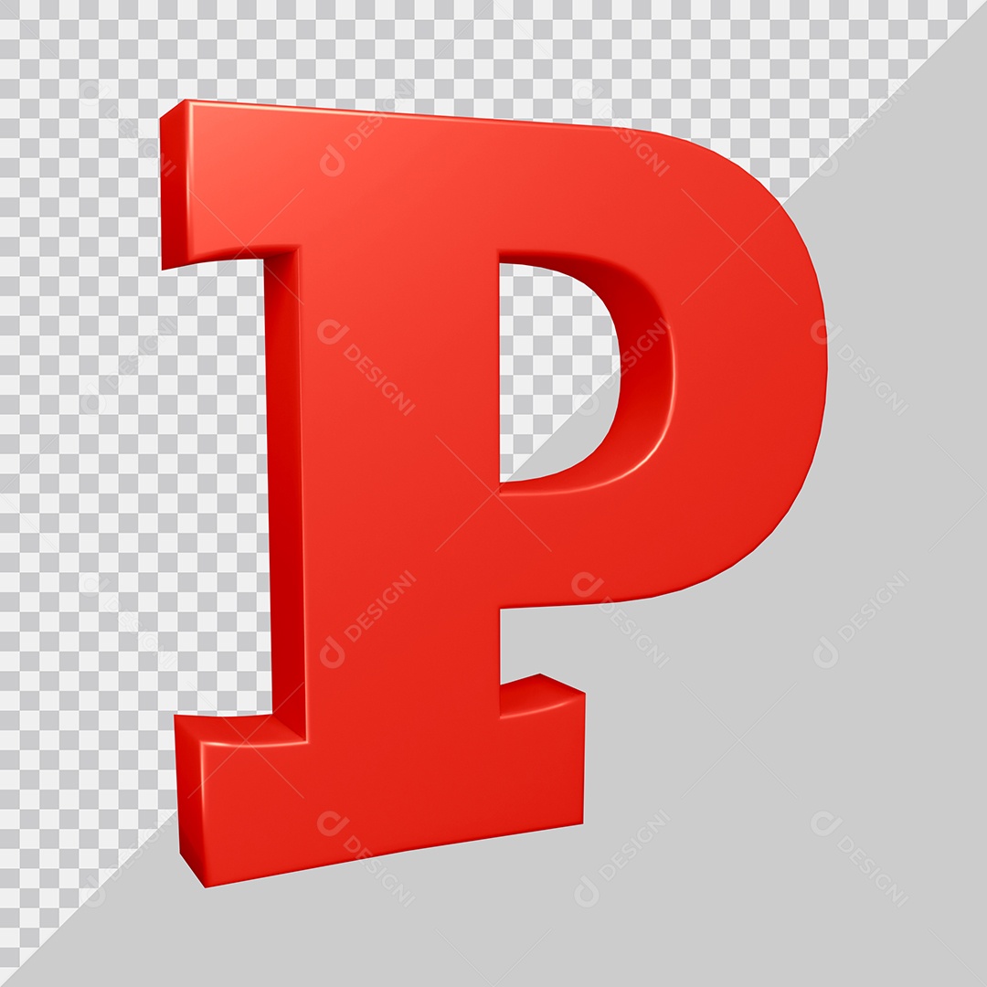 Elemento 3D Para Composição Letra P Vermelha PSD