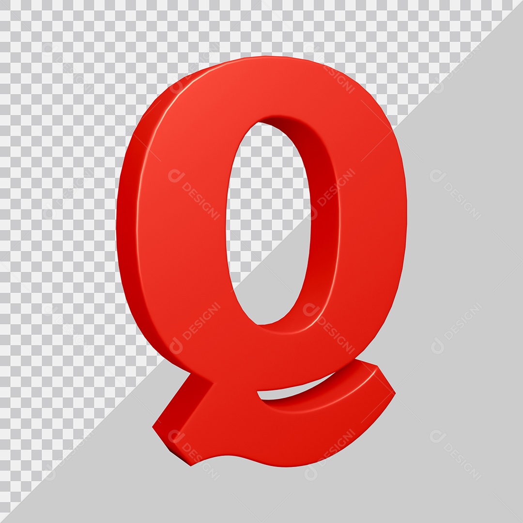 Elemento 3D Para Composição Letra Q Vermelha PSD