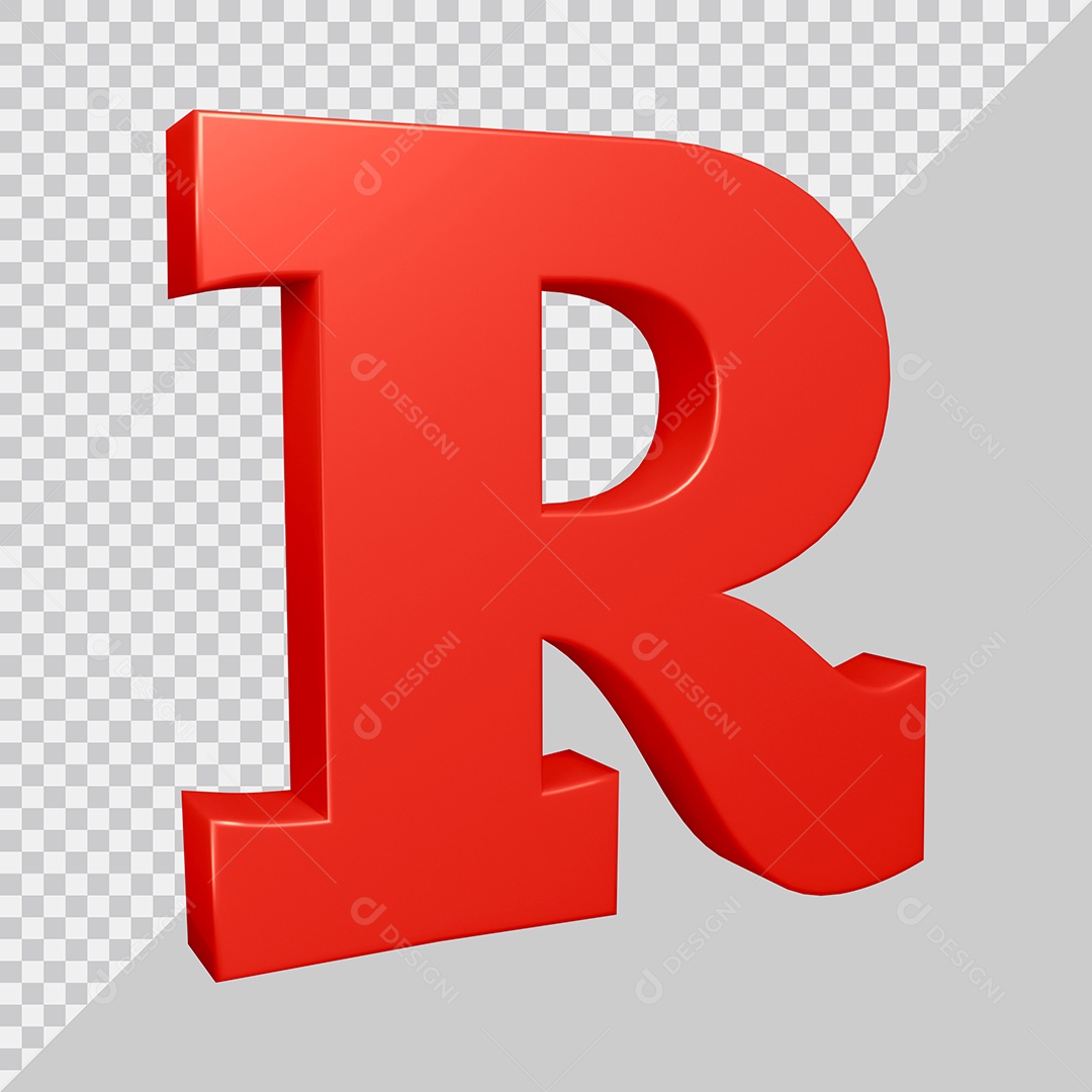 Elemento 3D Para Composição Letra R Vermelha PSD