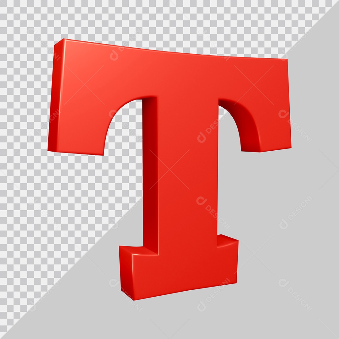 Elemento 3D Para Composição Letra T Vermelha PSD