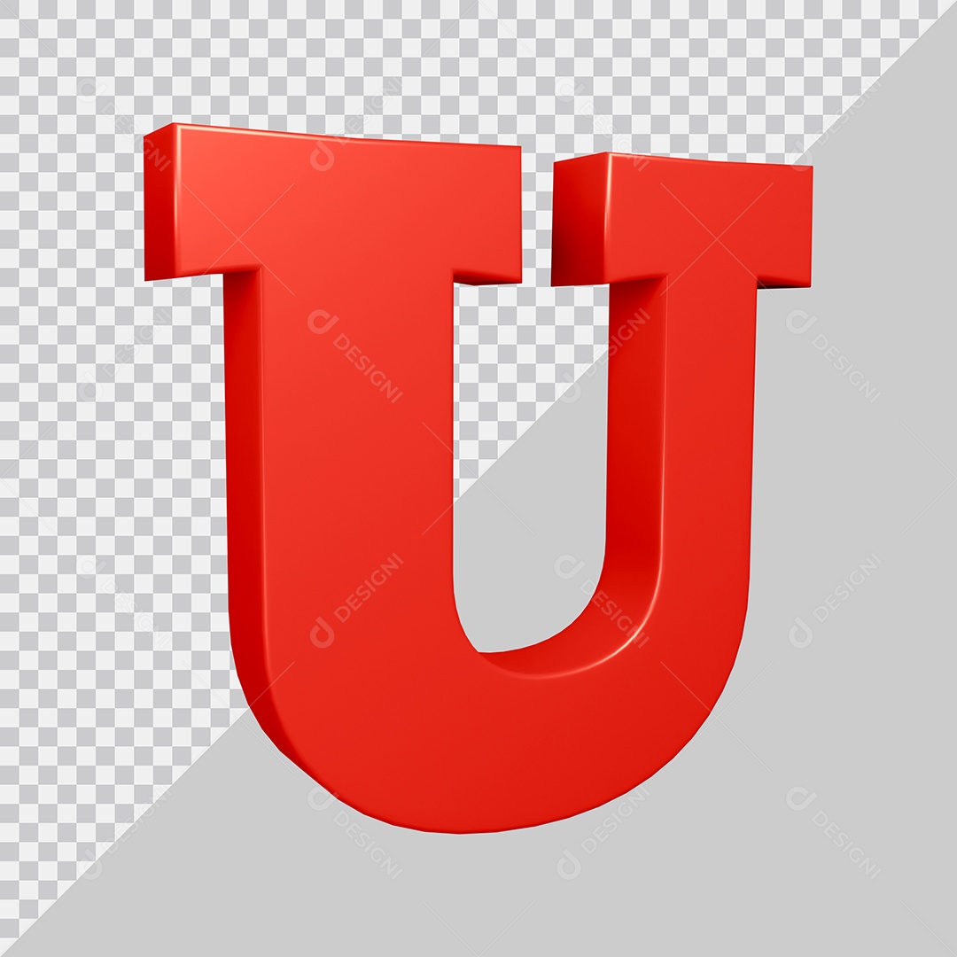Elemento 3D Para Composição Letra U Vermelha PSD